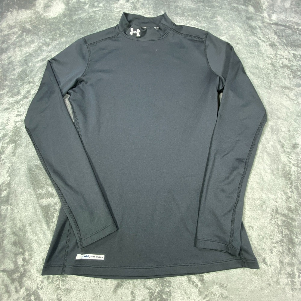 Under Armour ColdGear Shirt Mock Neck Womens L Black Base Layer Compression Gym
